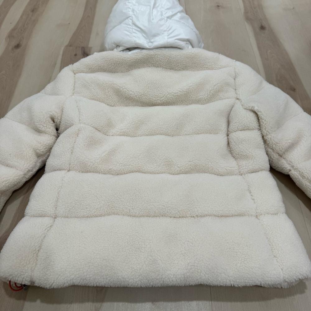 NWT Save the Duck Bertha Fleece Puffer Coat Cream Off White Women's Large - Picture 7 of 16
